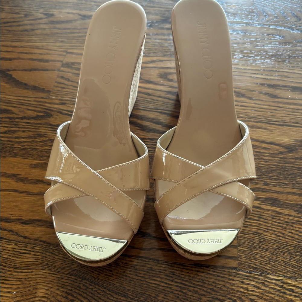 Jimmy Choo Pandora Wedge Cork Platform Slip-On Sz. 37.5